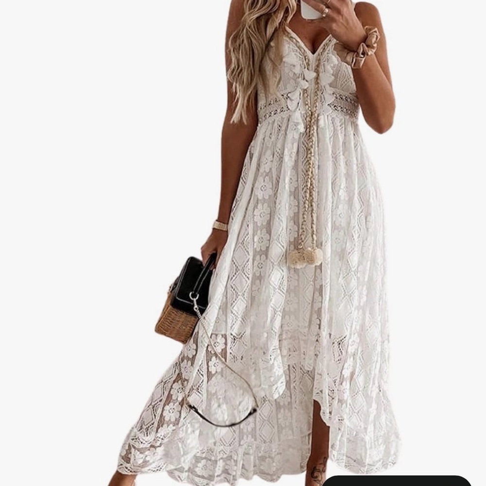 Cupshe White Lace Maxi Dress